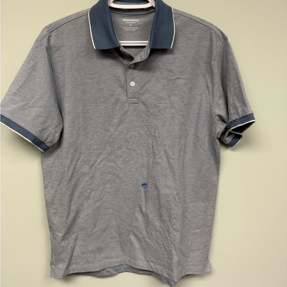 Bonobos Gray Polo Shirt with Navy Accents
